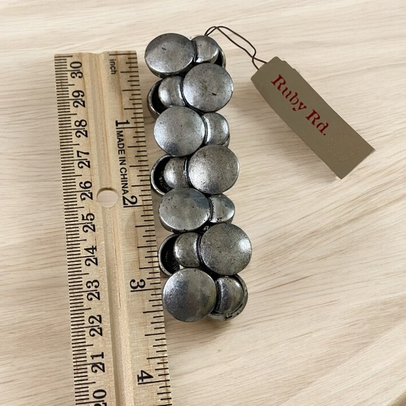 Ruby Rd. stretch silver tone disc bracelet - Picture 8 of 10